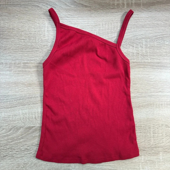 Reformation Liah Knit Tank Top Shirt Asymmetrical Red Small - Picture 2 of 7
